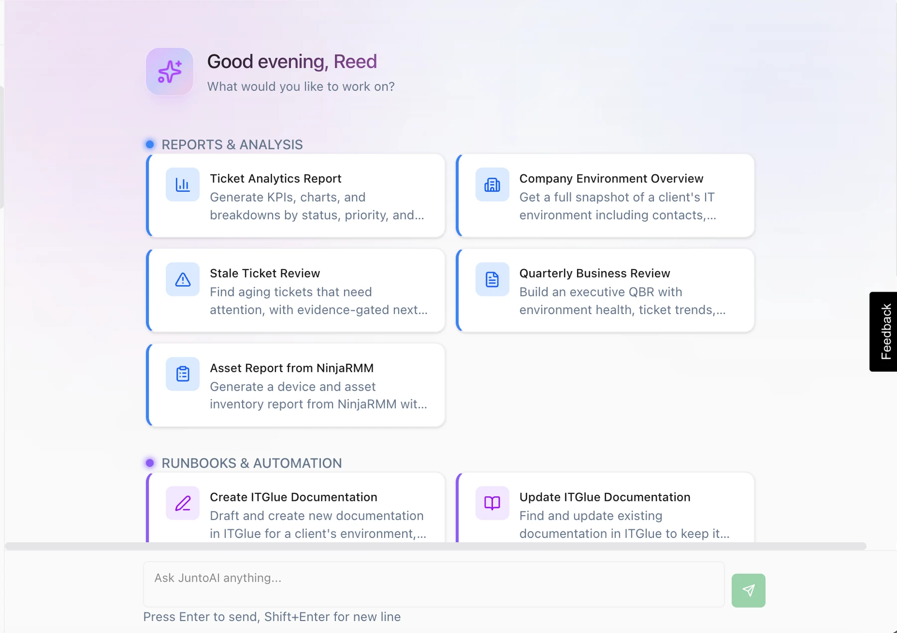 Junto Assistant: purpose-built skills for MSP teams